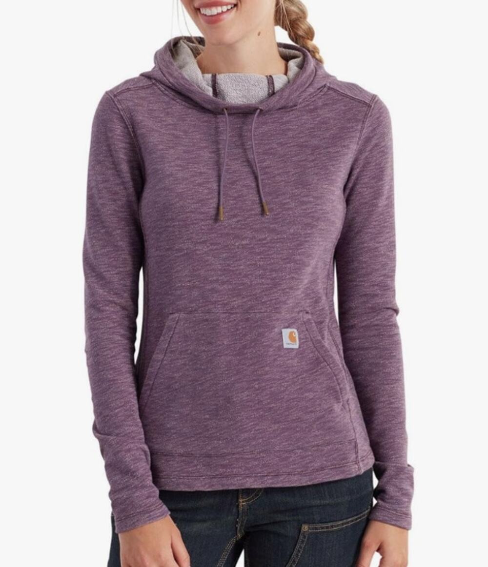 CARHARTT Newberry Cowl Neck Hoodie Slim Fit French Terry Purple Heather Womens M